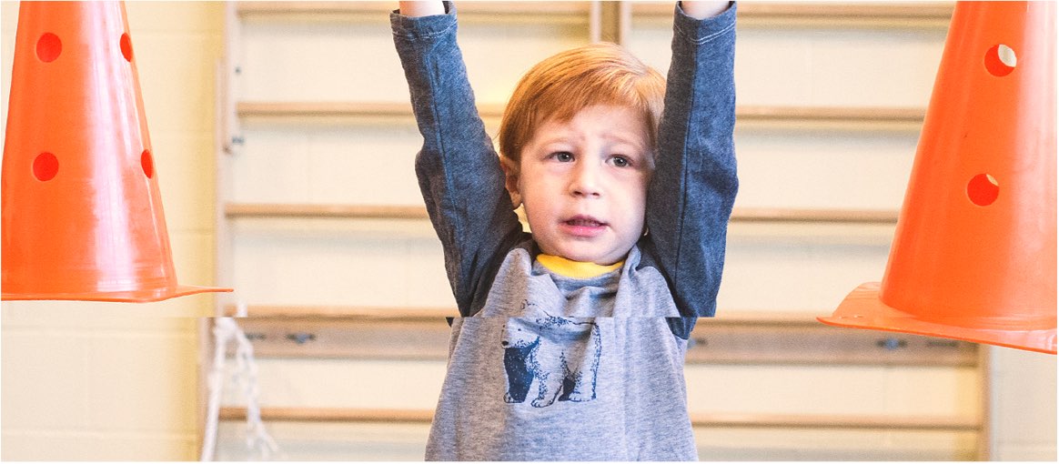 Child showing his strength