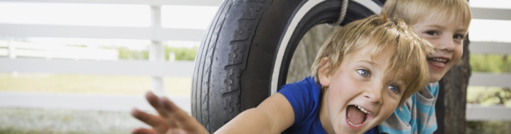 Children in a tire swing